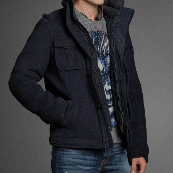 Abercrombie & Fitch Other - Abercrombie & Fitch Sentinel Black Wool Blend Military Style Heavy Jacket